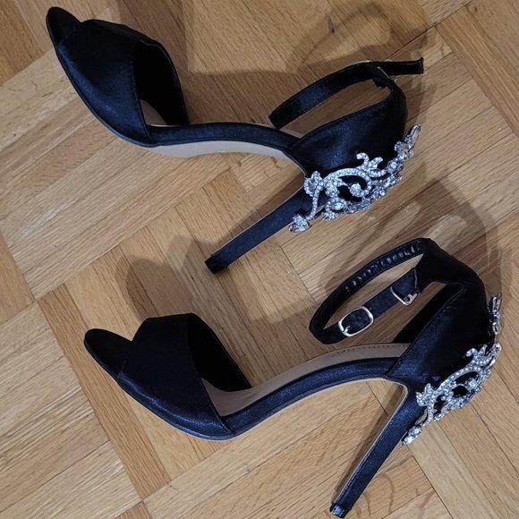 Ankle Strap Open Toe High Heel Sandals, Rhinestones | Wedding Party & Evening - Picture 8 of 9